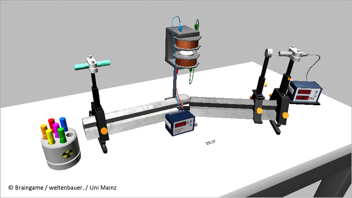 Virtual-Reality-Experiment Ablenkung radioaktiver Strahlung im magnetischen Feld 